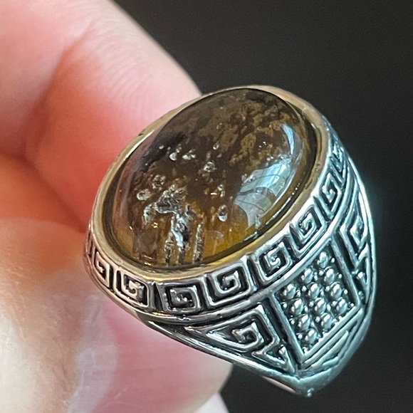 Tigers eye stone silver ring size 9 - Picture 5 of 9